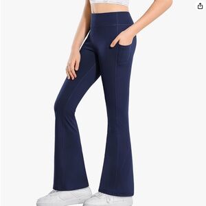 Girl's Flare Leggings with Pockets High Waisted Bootcut Pants Kids Sz.7-8Y